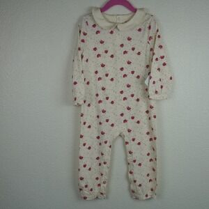 Burt's Bees Baby Girls Romper Pajamas Floral Print Organic Cotton 24M